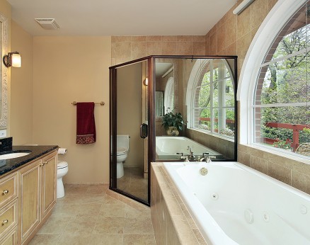 Master bath with arched window